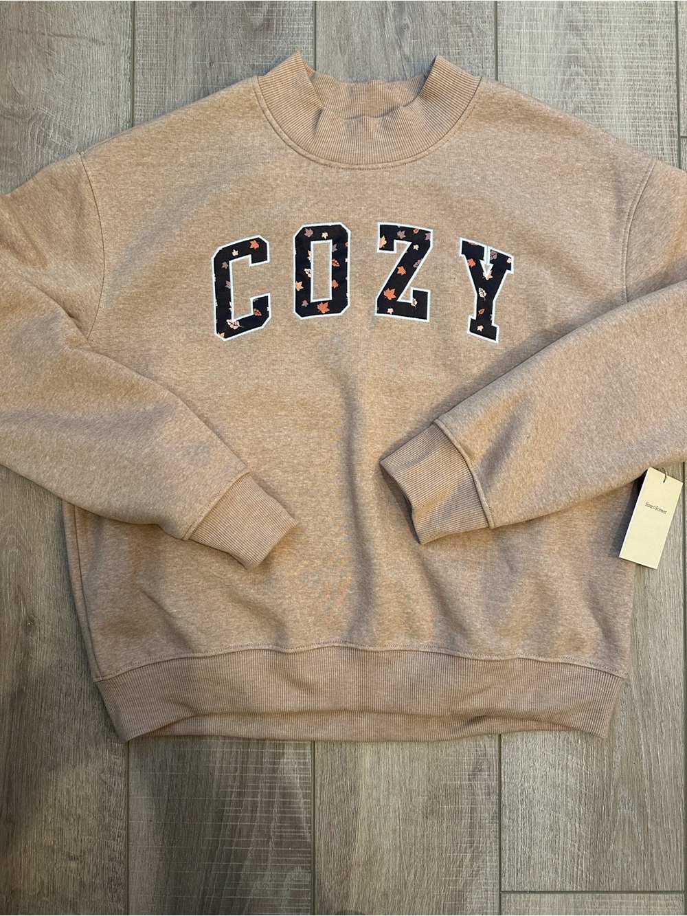 Since Forever Beige 'COZY' Graphic Crewneck Sweatshirt
